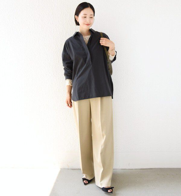 SHIPS for women「《予約》〈手洗い可能〉近江晒 サイド スリット スキッパー シャツ」|シャツ・ブラウス|