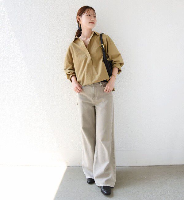 SHIPS for women「《予約》〈手洗い可能〉近江晒 サイド スリット スキッパー シャツ」|シャツ・ブラウス|