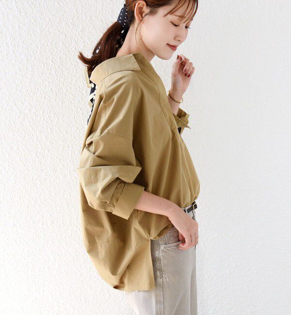 SHIPS for women「《予約》〈手洗い可能〉近江晒 サイド スリット スキッパー シャツ」|シャツ・ブラウス|