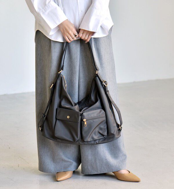 quaranciel「《予約》quaranciel:〈撥水加工〉3WAY ナイロン ポケット ショルダーバッグ（A4対応）」|ショルダー・メッセンジャー|