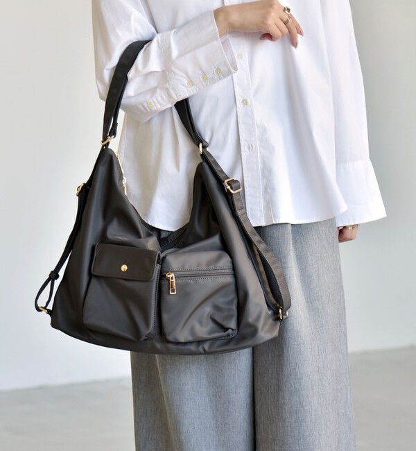 quaranciel「《予約》quaranciel:〈撥水加工〉3WAY ナイロン ポケット ショルダーバッグ（A4対応）」|ショルダー・メッセンジャー|