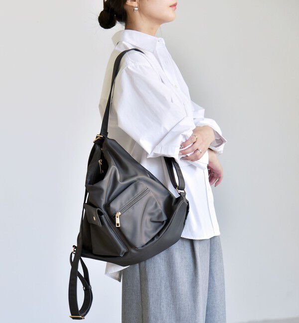 quaranciel「《予約》quaranciel:〈撥水加工〉3WAY ナイロン ポケット ショルダーバッグ（A4対応）」|ショルダー・メッセンジャー|