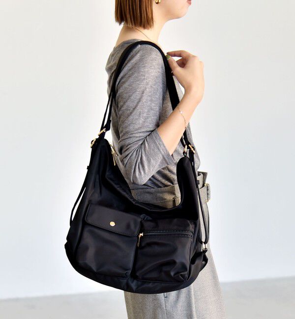 quaranciel「《予約》quaranciel:〈撥水加工〉3WAY ナイロン ポケット ショルダーバッグ（A4対応）」|ショルダー・メッセンジャー|
