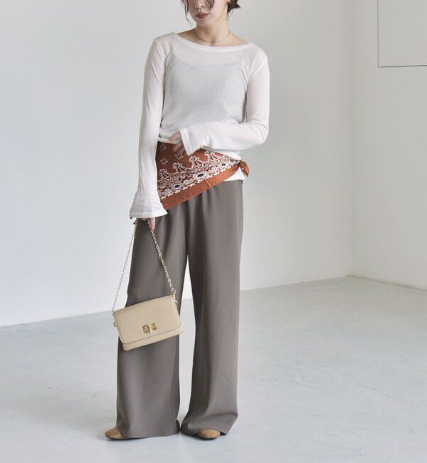 quaranciel「《予約》quaranciel:〈手洗い可能〉ウール ミックス シアー ボートネック プルオーバー」|Tシャツ・カットソー|
