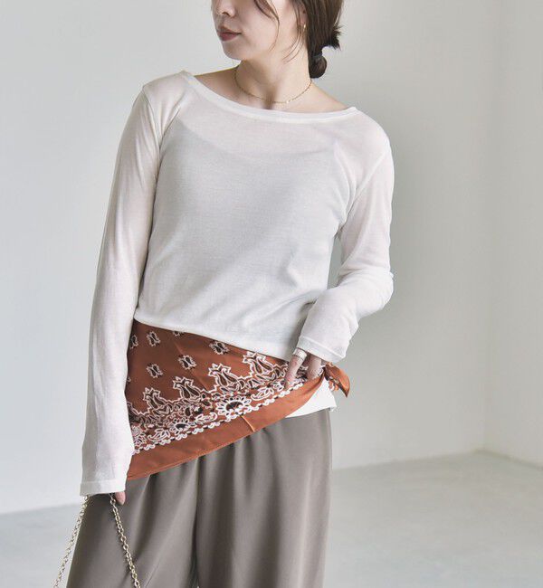 quaranciel「《予約》quaranciel:〈手洗い可能〉ウール ミックス シアー ボートネック プルオーバー」|Tシャツ・カットソー|