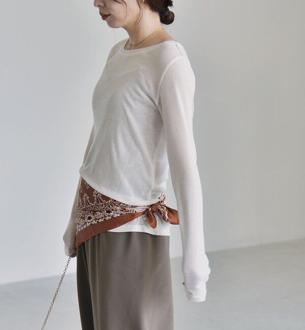 quaranciel「《予約》quaranciel:〈手洗い可能〉ウール ミックス シアー ボートネック プルオーバー」|Tシャツ・カットソー|