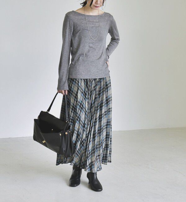 quaranciel「《予約》quaranciel:〈手洗い可能〉ウール ミックス シアー ボートネック プルオーバー」|Tシャツ・カットソー|