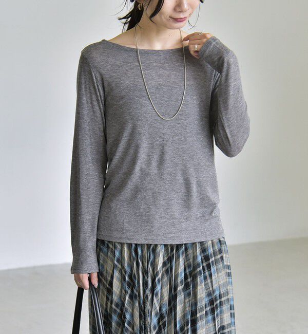 quaranciel「《予約》quaranciel:〈手洗い可能〉ウール ミックス シアー ボートネック プルオーバー」|Tシャツ・カットソー|