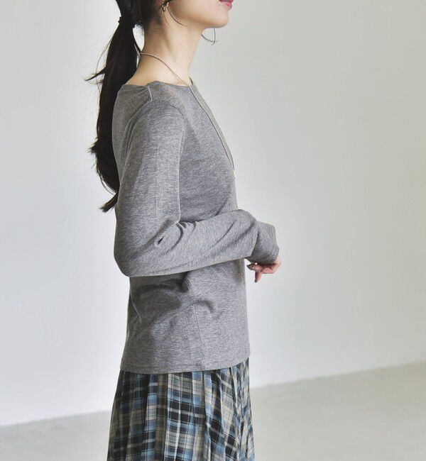 quaranciel「《予約》quaranciel:〈手洗い可能〉ウール ミックス シアー ボートネック プルオーバー」|Tシャツ・カットソー|