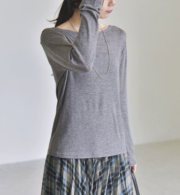 quaranciel「《予約》quaranciel:〈手洗い可能〉ウール ミックス シアー ボートネック プルオーバー」|Tシャツ・カットソー|