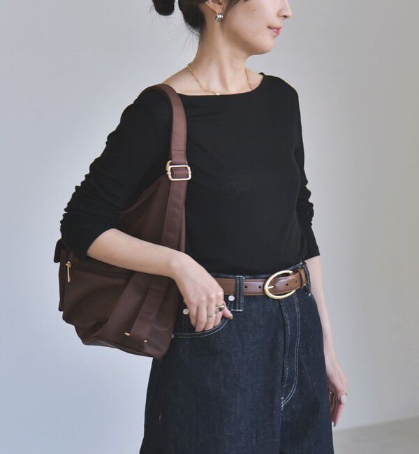 quaranciel「《予約》quaranciel:〈手洗い可能〉ウール ミックス シアー ボートネック プルオーバー」|Tシャツ・カットソー|ブラック