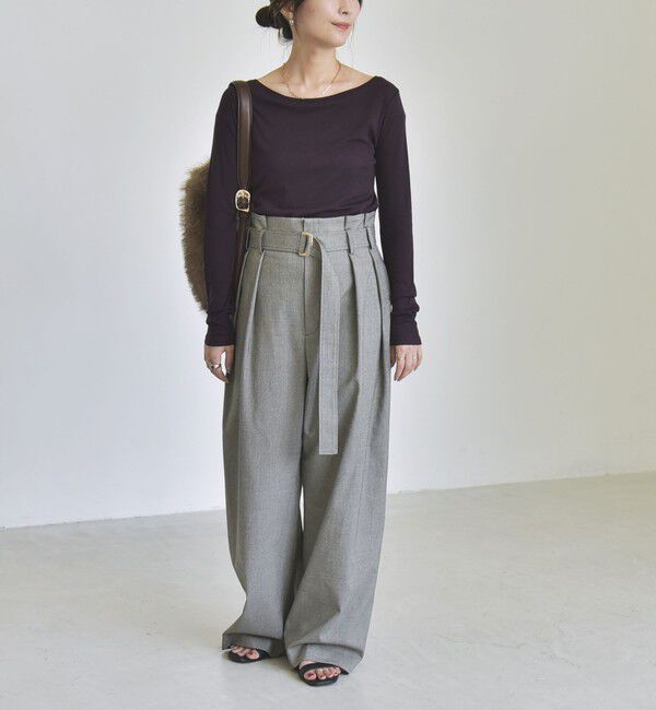 quaranciel「《予約》quaranciel:〈手洗い可能〉ウール ミックス シアー ボートネック プルオーバー」|Tシャツ・カットソー|