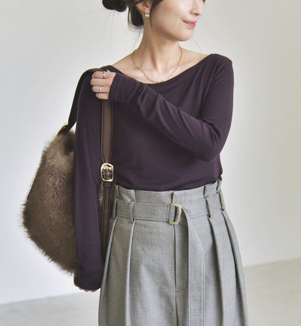 quaranciel「《予約》quaranciel:〈手洗い可能〉ウール ミックス シアー ボートネック プルオーバー」|Tシャツ・カットソー|