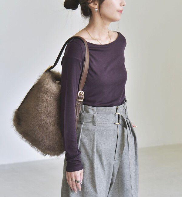 quaranciel「《予約》quaranciel:〈手洗い可能〉ウール ミックス シアー ボートネック プルオーバー」|Tシャツ・カットソー|