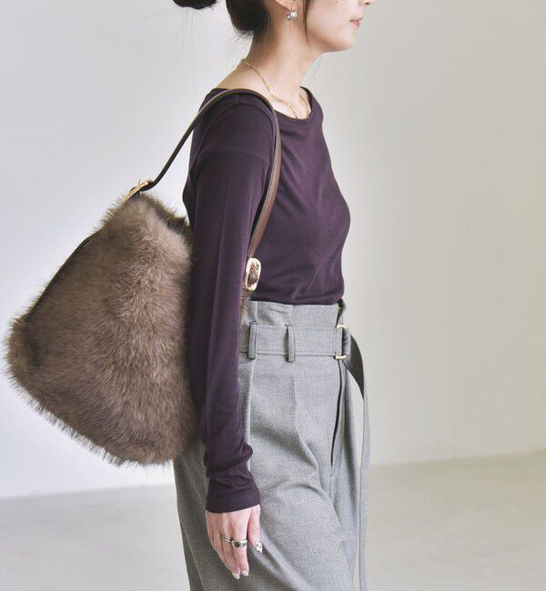 quaranciel「《予約》quaranciel:〈手洗い可能〉ウール ミックス シアー ボートネック プルオーバー」|Tシャツ・カットソー|