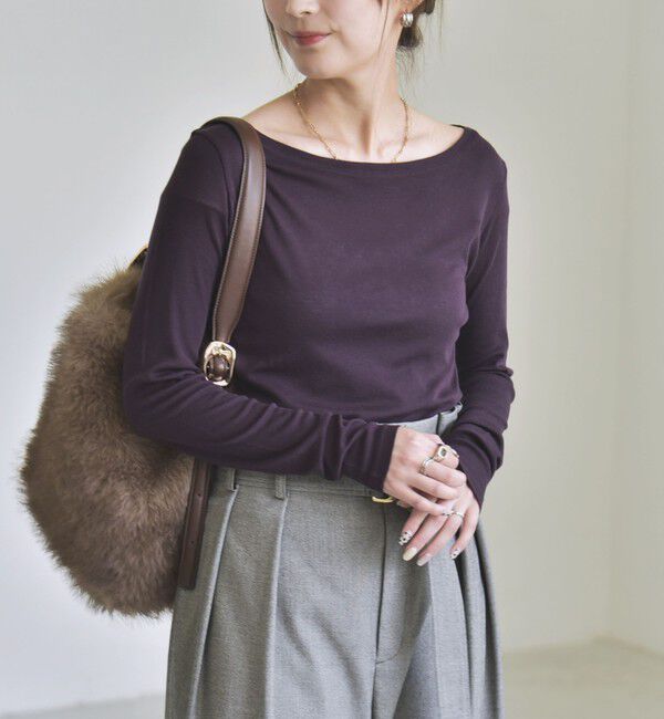 quaranciel「《予約》quaranciel:〈手洗い可能〉ウール ミックス シアー ボートネック プルオーバー」|Tシャツ・カットソー|