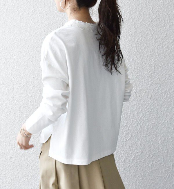 SHIPS any「《予約》SHIPS any:〈洗濯機可能〉レース カラー ロングスリーブ ポロ プルオーバー」|Tシャツ・カットソー|