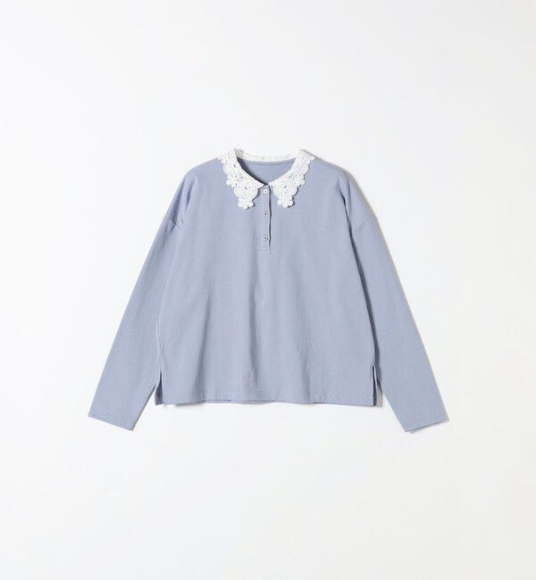 SHIPS any「《予約》SHIPS any:〈洗濯機可能〉レース カラー ロングスリーブ ポロ プルオーバー」|Tシャツ・カットソー|