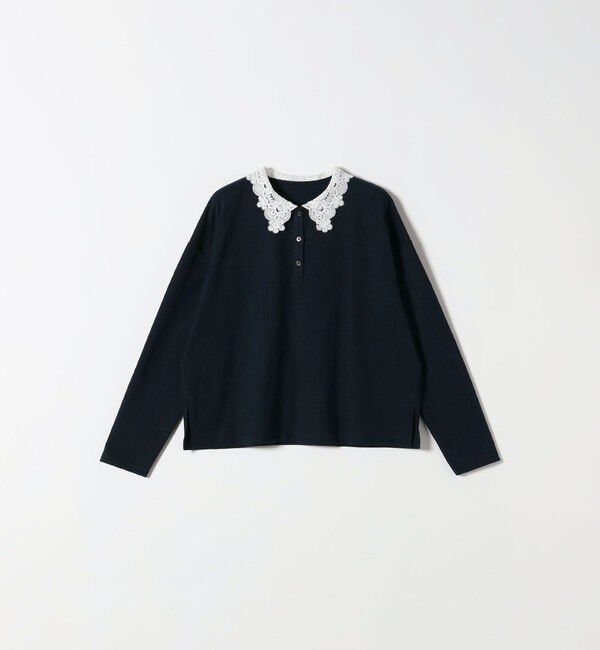 SHIPS any「《予約》SHIPS any:〈洗濯機可能〉レース カラー ロングスリーブ ポロ プルオーバー」|Tシャツ・カットソー|