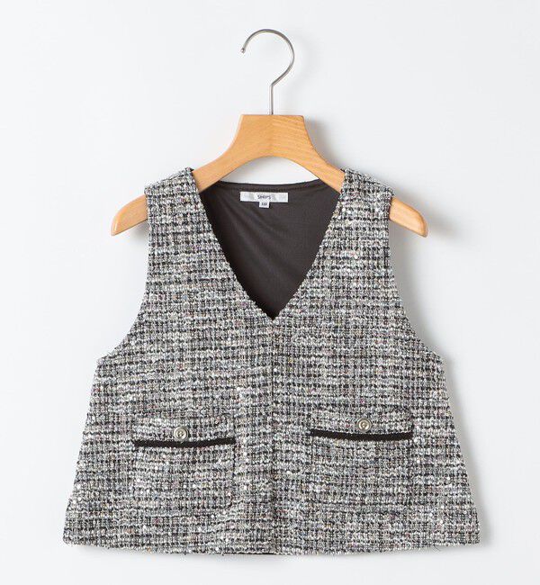 SHIPS KIDS「SHIPS KIDS:100～130cm / 〈手洗い可能〉シャイニー ツイード ベスト」|ベスト・ジレ|ダークグレー