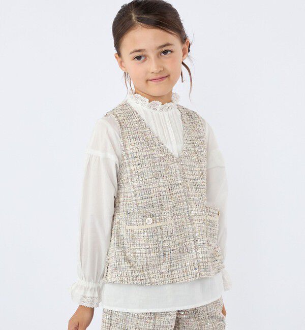 SHIPS KIDS「SHIPS KIDS:100～130cm / 〈手洗い可能〉シャイニー ツイード ベスト」|ベスト・ジレ|