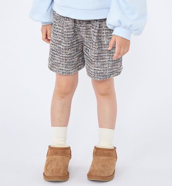 SHIPS KIDS「SHIPS KIDS:100～130cm / 〈手洗い可能〉シャイニー ツイード ショートパンツ」|その他|ダークグレー