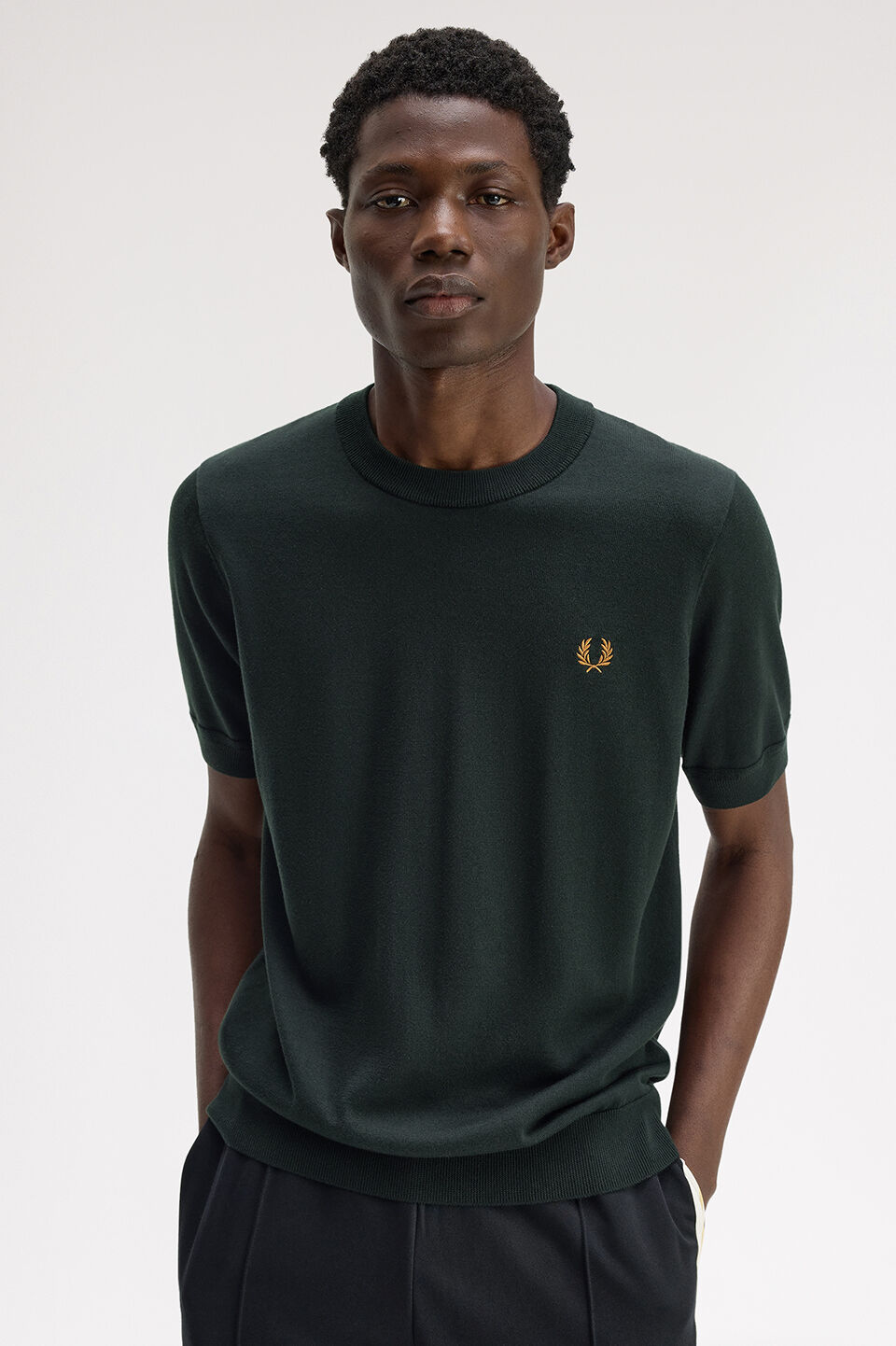 FRED PERRY 「FRED PERRY／Cotton Knitted T-Shirt／コットンニットTシャツ」|Tシャツ・カットソー|NIGHT GREEN