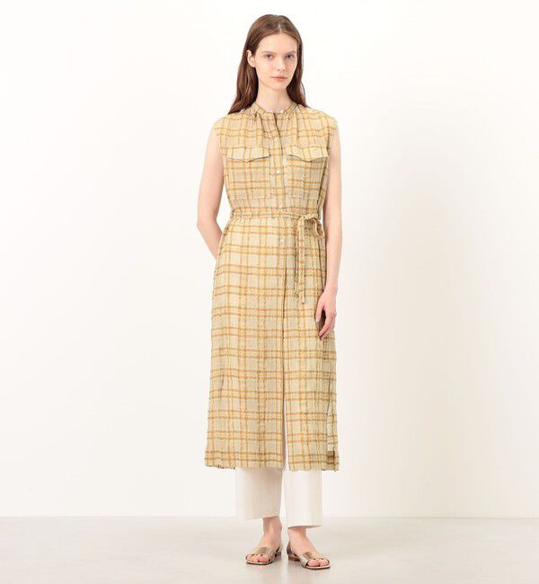 Ballsey「シアープラッド フレンチロングシャツブラウス」|ワンピース|