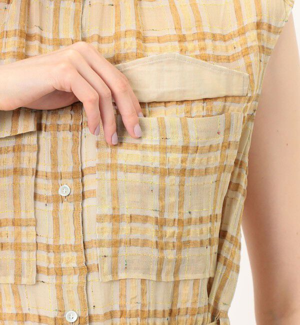 Ballsey「シアープラッド フレンチロングシャツブラウス」|ワンピース|
