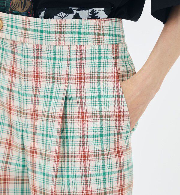 CABaN「コットンポリエステルツイル チェックセミワイドパンツ」|その他|