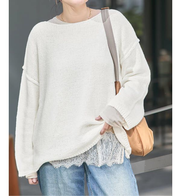JOURNAL STANDARD「《追加2》レースヘム クルーネックシアーロングT」|Tシャツ・カットソー|