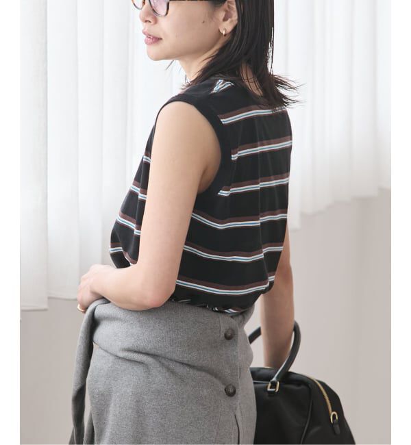 JOURNAL STANDARD「汗ジミ防止天竺ボーダーノースリーブ」|Tシャツ・カットソー|