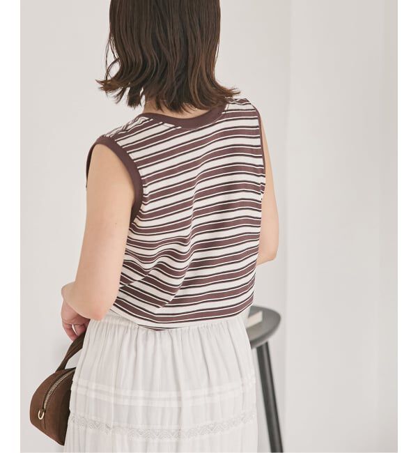 JOURNAL STANDARD「汗ジミ防止天竺ボーダーノースリーブ」|Tシャツ・カットソー|