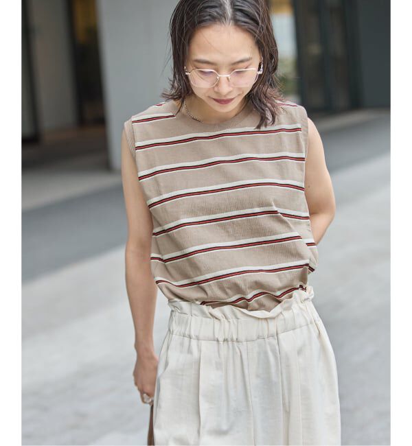 JOURNAL STANDARD「汗ジミ防止天竺ボーダーノースリーブ」|Tシャツ・カットソー|