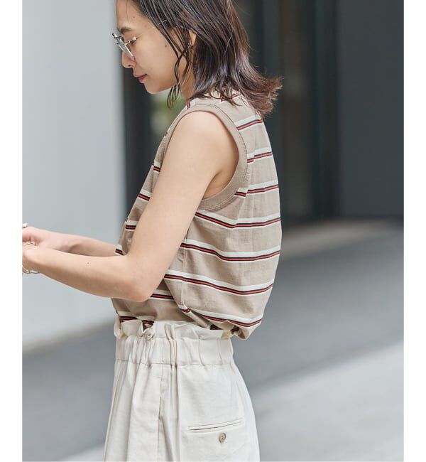 JOURNAL STANDARD「汗ジミ防止天竺ボーダーノースリーブ」|Tシャツ・カットソー|