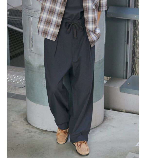 JOURNAL STANDARD「T/C サッカー オーバー パンツ」|スラックス|ブラック D