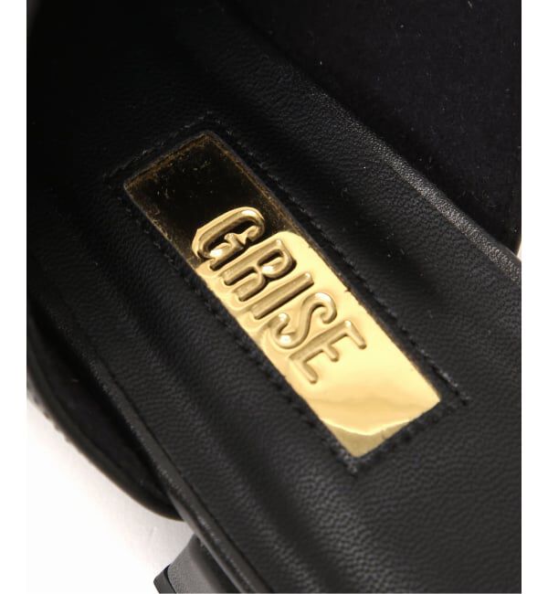 GRISE「《WEB+一部店舗限定》GRISEレザースクエアクロスシームミュールサンダル」|サンダル|