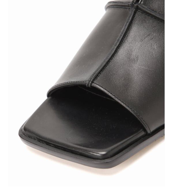 GRISE「《WEB+一部店舗限定》GRISEレザースクエアクロスシームミュールサンダル」|サンダル|
