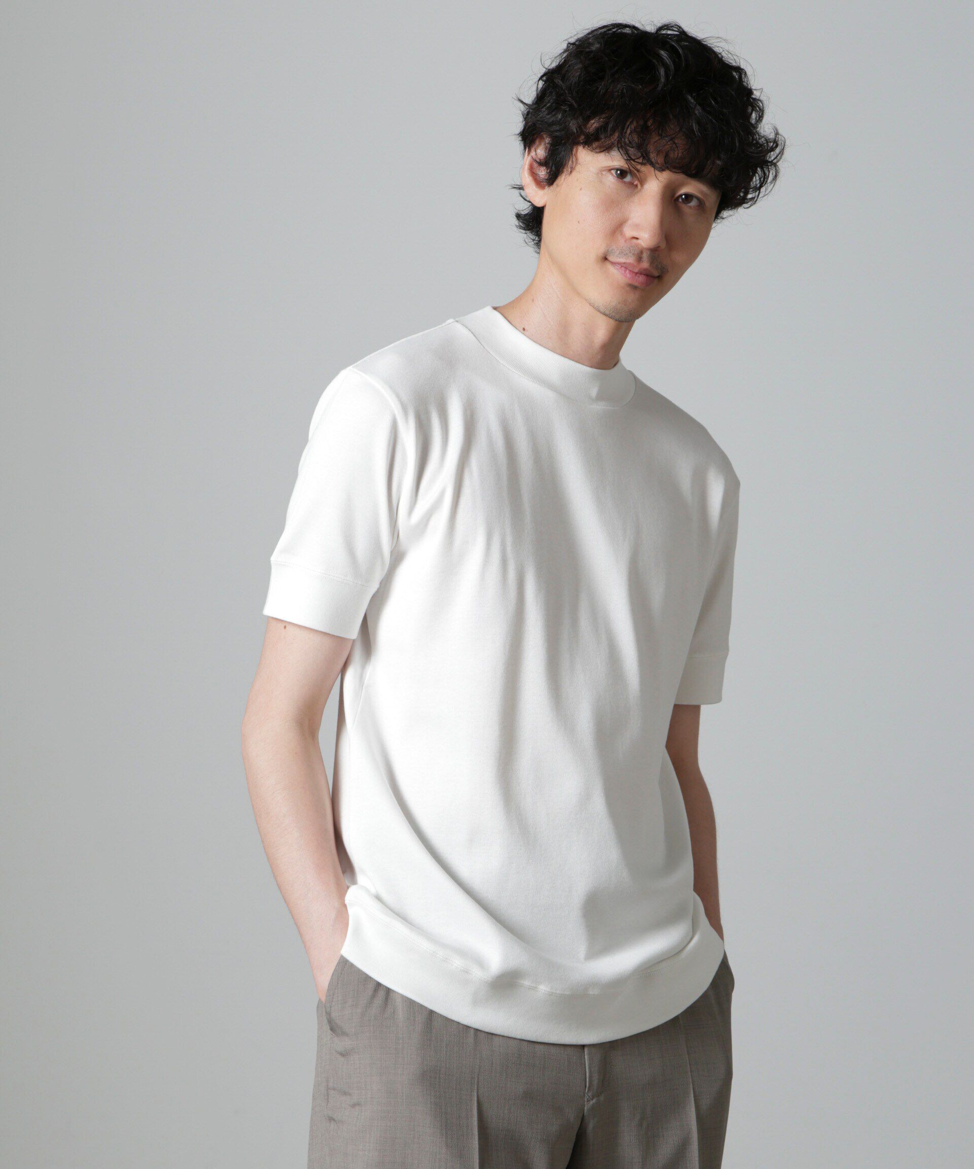 NANO universe「「FORMAL JERSEY」モックネックカットソー半袖」|Tシャツ・カットソー|