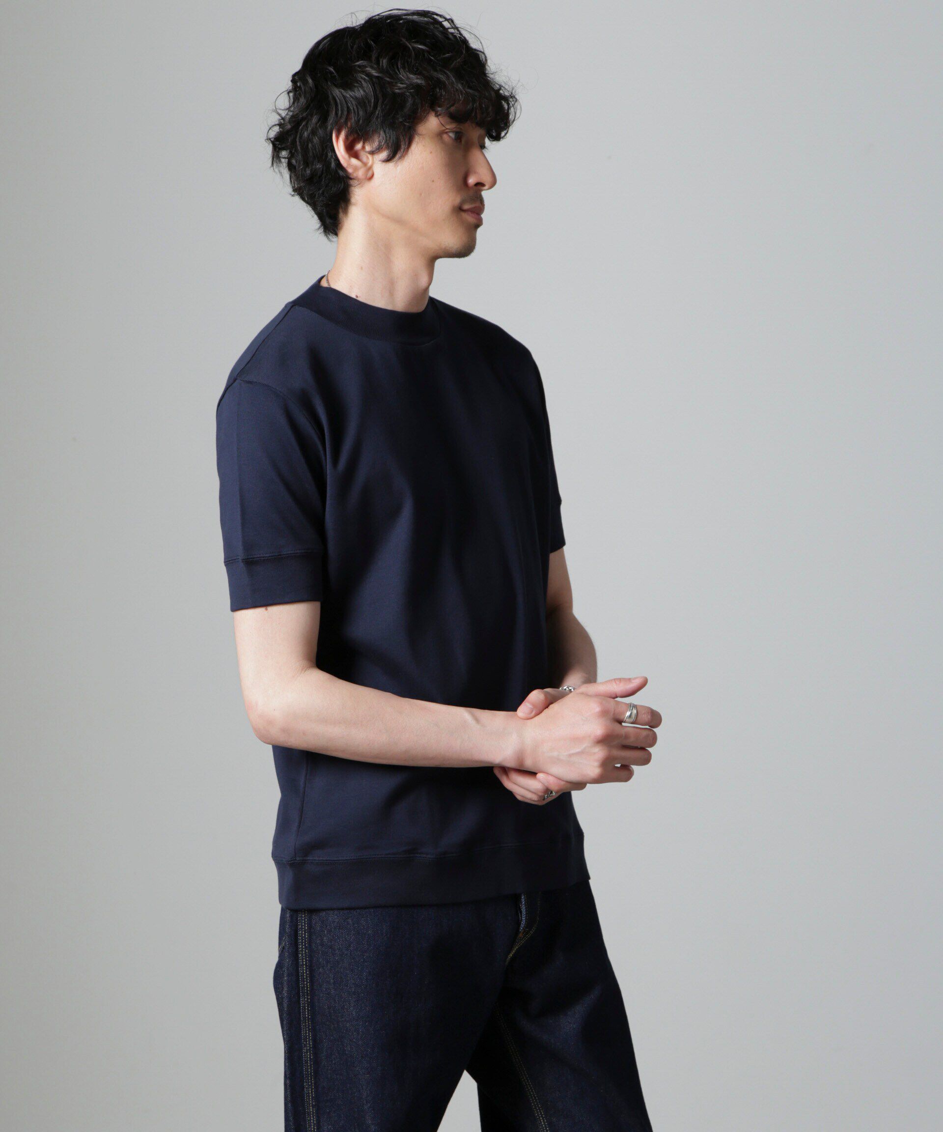 NANO universe「「FORMAL JERSEY」モックネックカットソー半袖」|Tシャツ・カットソー|