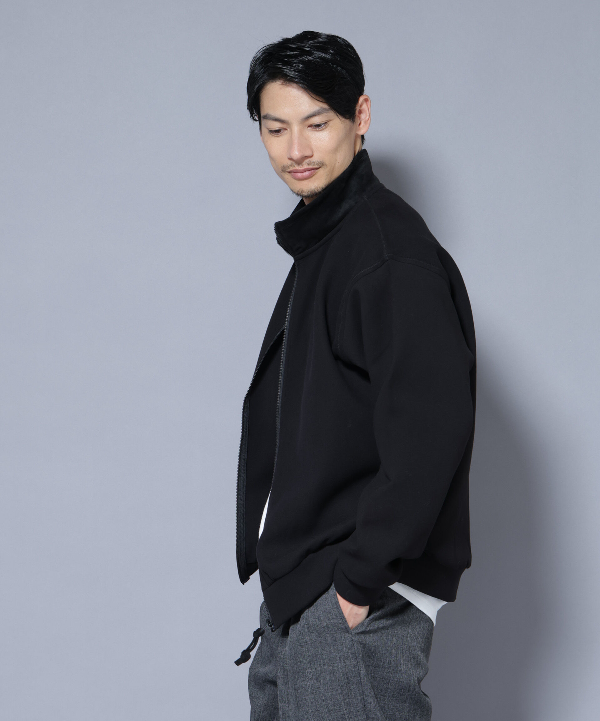 NANO universe「スーパーストレッチブラッシュドポンチブルゾン」|Tシャツ・カットソー|