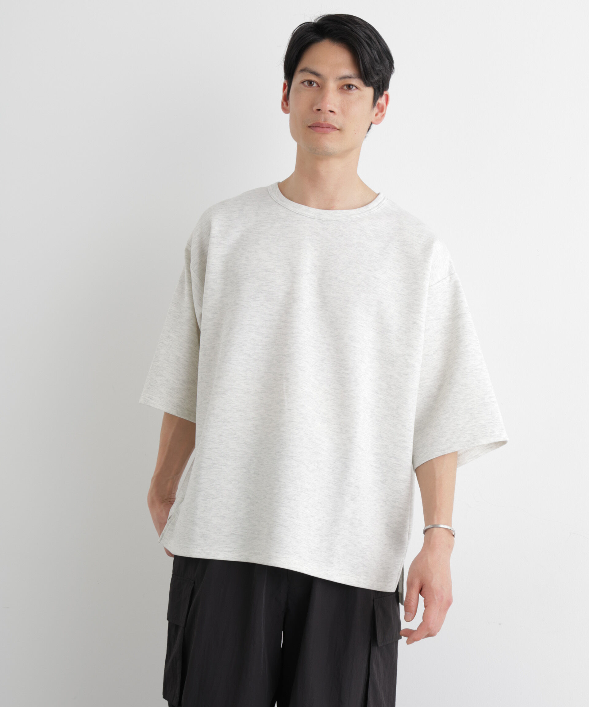 nano･universe「ストレッチポンチTシャツ 半袖」|Tシャツ・カットソー|ホワイト