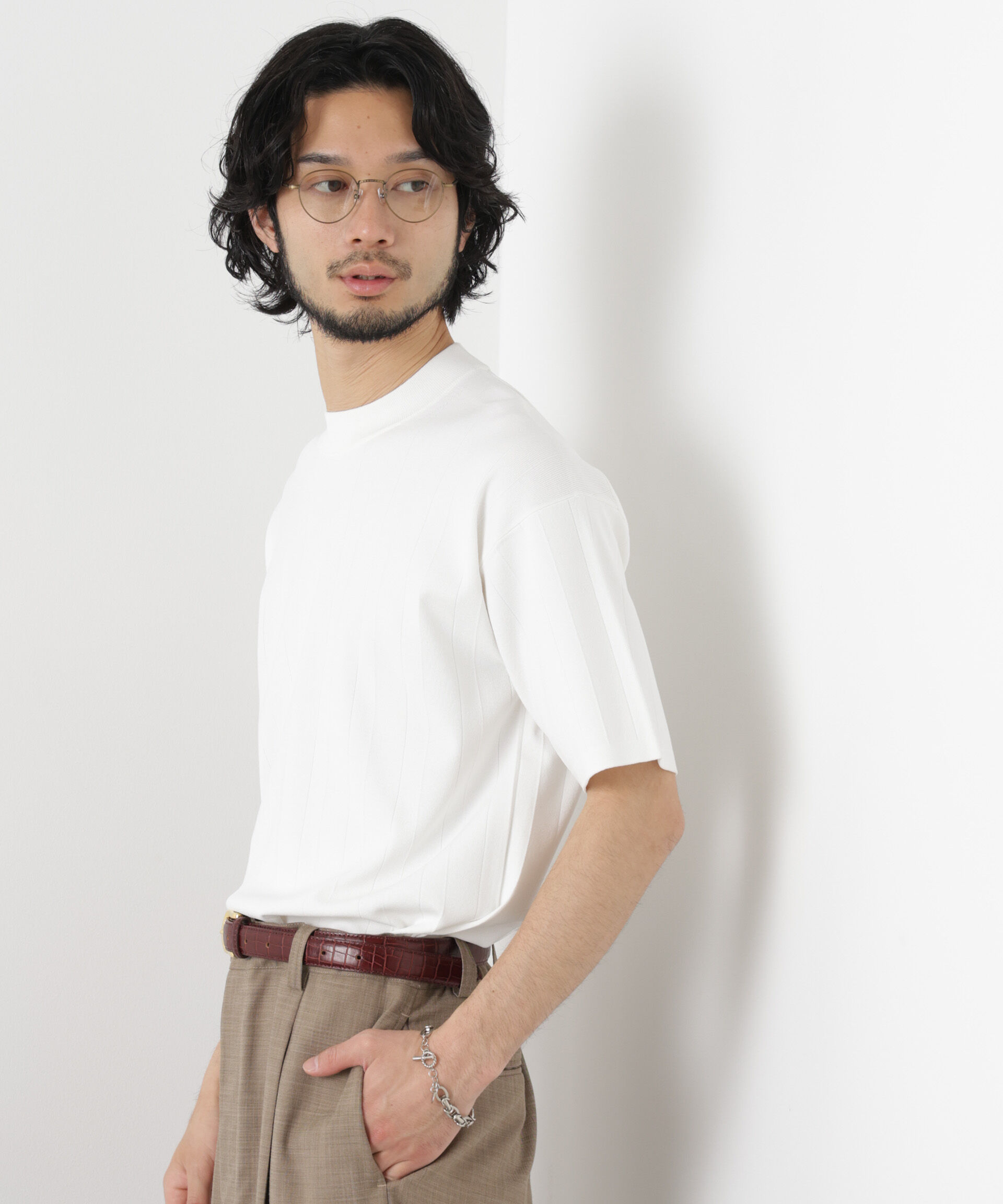 nano･universe「｢ASSEMBLANC｣ 針抜きクルーネックニット」|ニット・セーター|