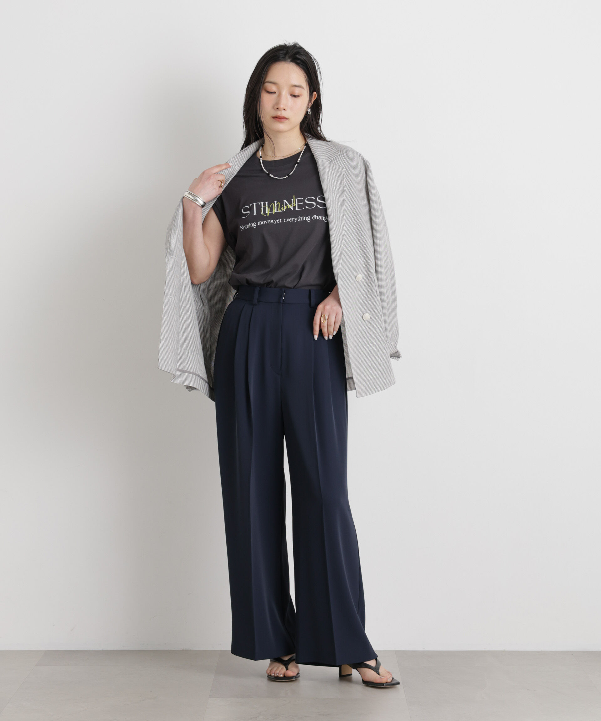 NANO universe「MINERALTEX(TM)ロゴプリントノースリーブTシャツ」|Tシャツ・カットソー|