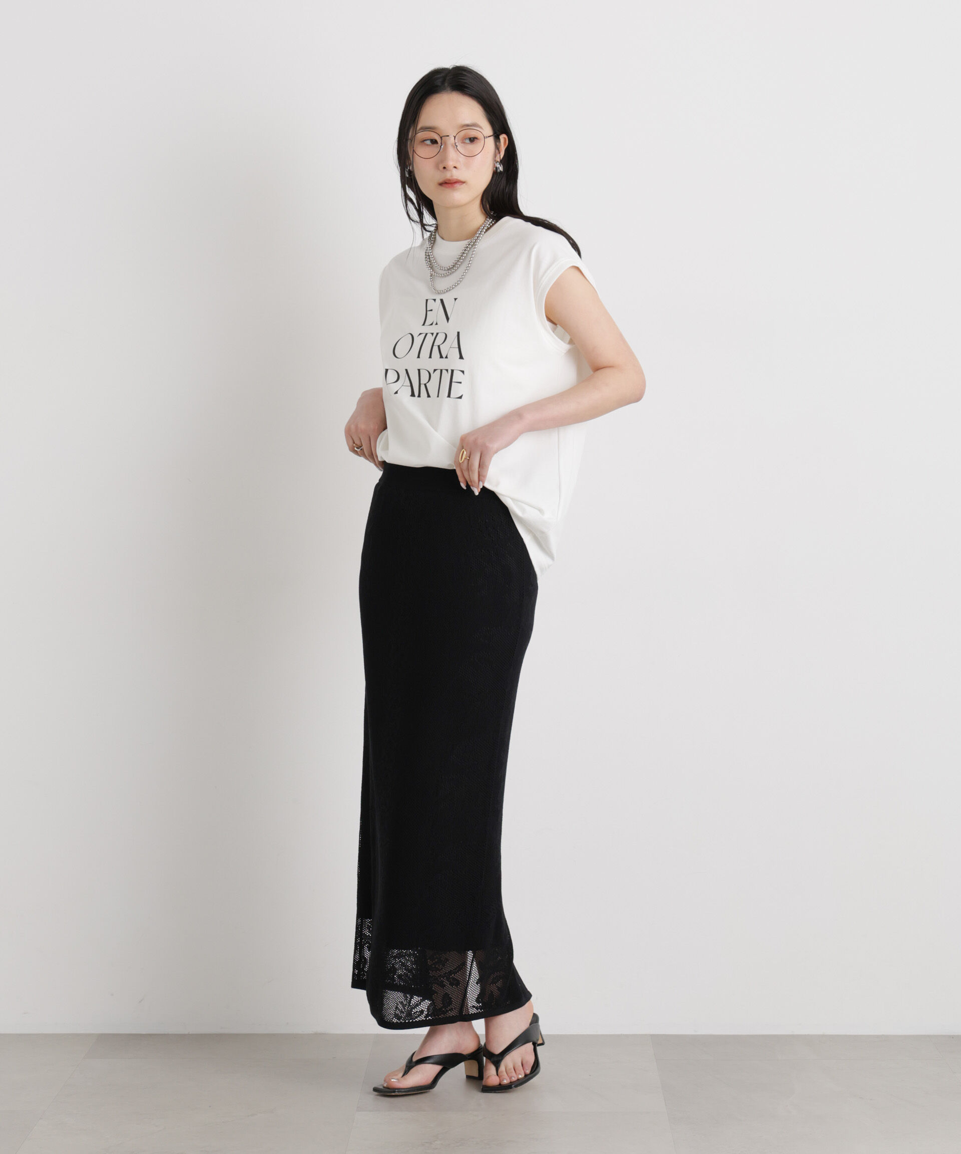 NANO universe「MINERALTEX(TM)ロゴプリントノースリーブTシャツ」|Tシャツ・カットソー|