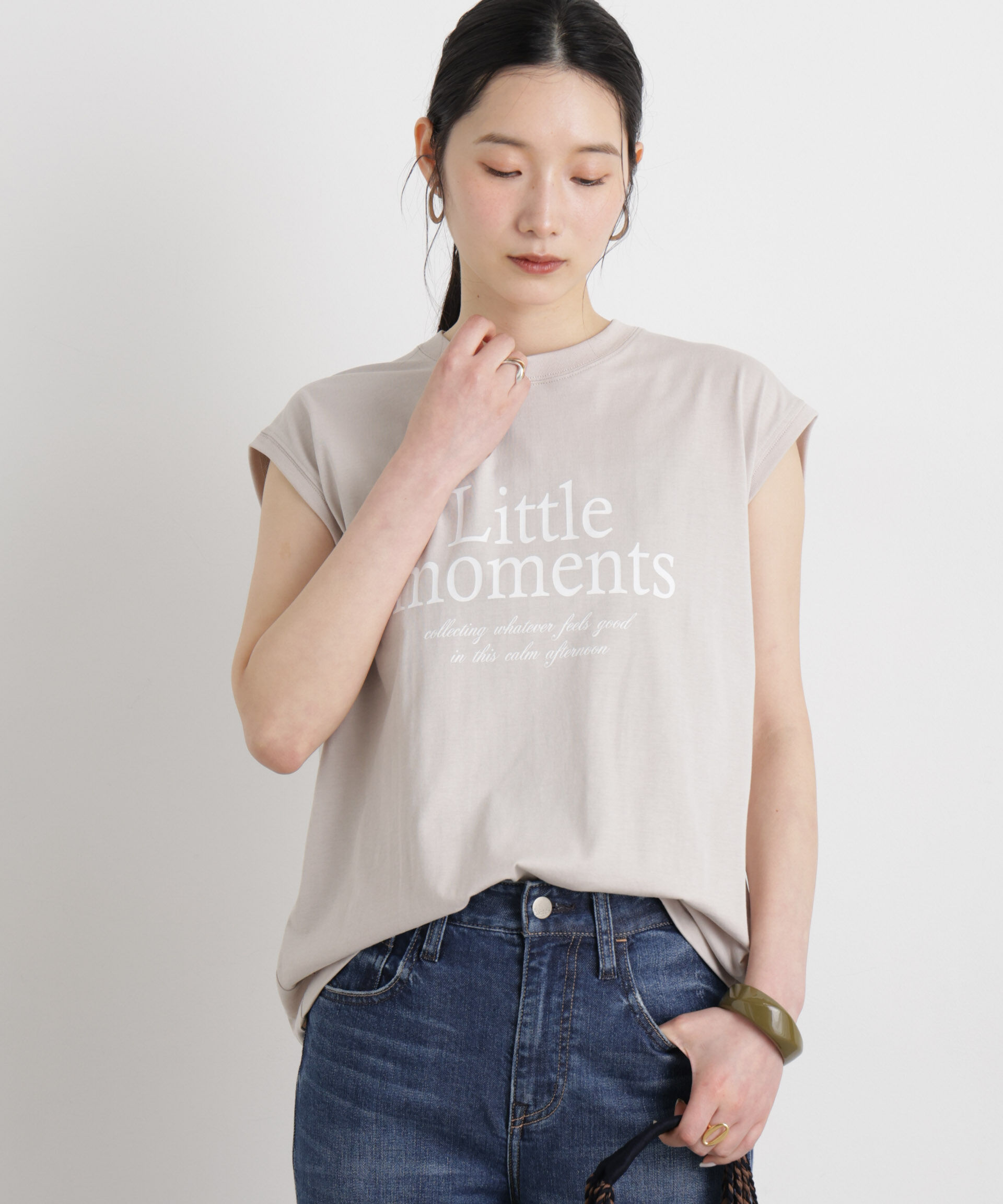 NANO universe「MINERALTEX(TM)ロゴプリントノースリーブTシャツ」|Tシャツ・カットソー|