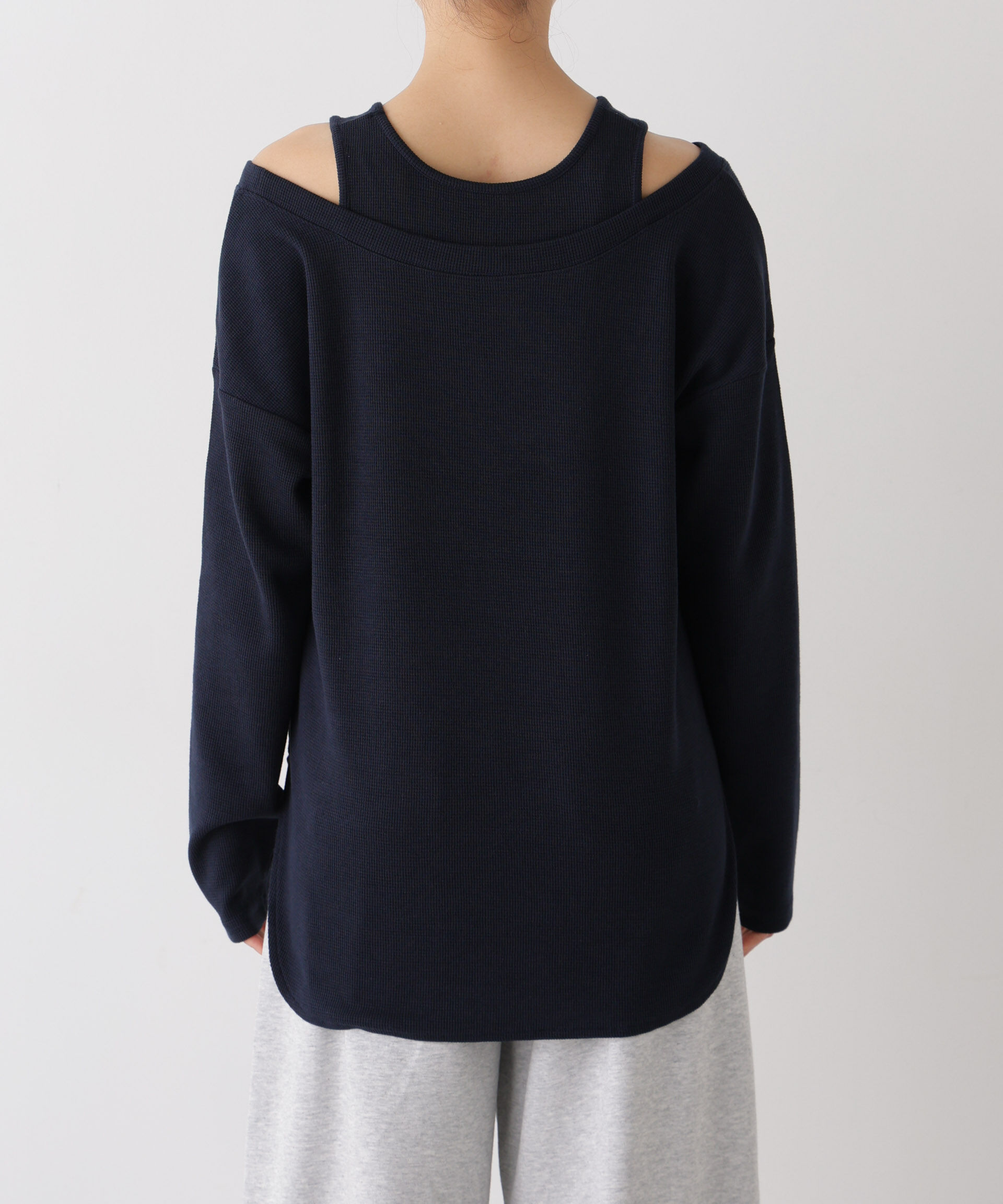NANO universe「フェイクレイヤードワッフルカットトップス」|Tシャツ・カットソー|