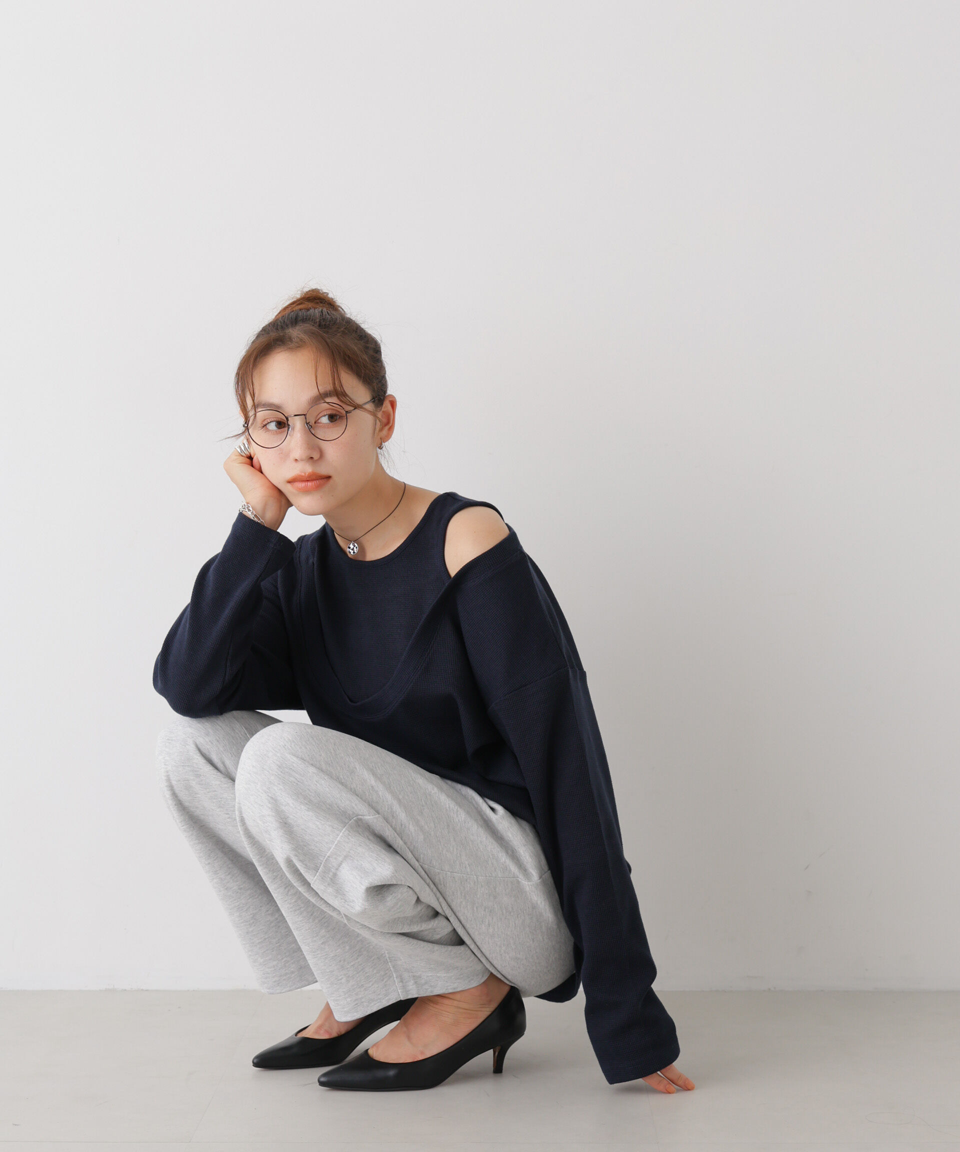 NANO universe「フェイクレイヤードワッフルカットトップス」|Tシャツ・カットソー|