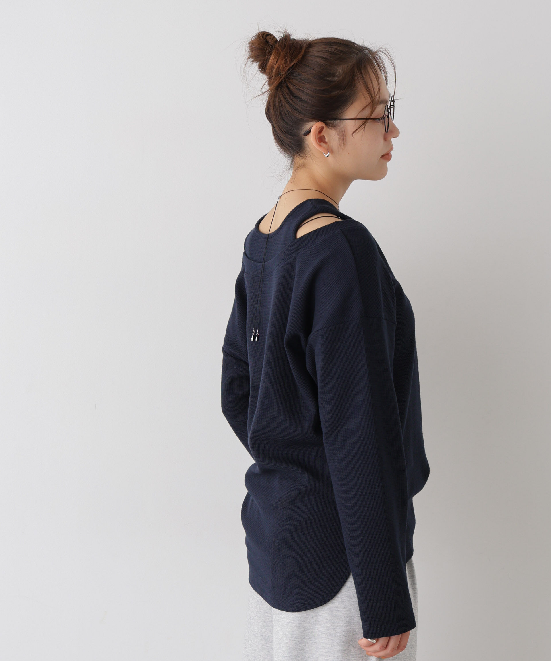 NANO universe「フェイクレイヤードワッフルカットトップス」|Tシャツ・カットソー|