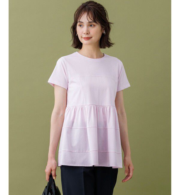 組曲「【ご好評により新色追加/WEB限定】プレーティング天竺ビスチェ風ティアード Tシャツ」|Tシャツ・カットソー|ピンク系